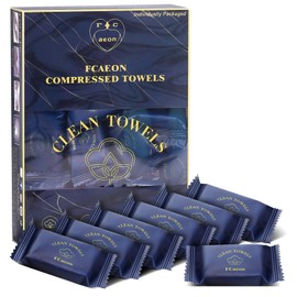 FCaeon Disposable Towel, Thicken Compressed Towel Large, Soft Facial Washcloth Reusable Portable Cotton Tissue for Travel,Camping,Hiking,Hotel,Beauty Salon,Outdoor Activities(Dark Blue 50PCS)
