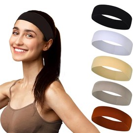 Diademas Deportivas 5 Piezas, Diademas Ejercicio para Mujer Yoga, Diadema Elástica Suave Que Absorbe el Sudor, Adecuada para Hombres y Mujeres