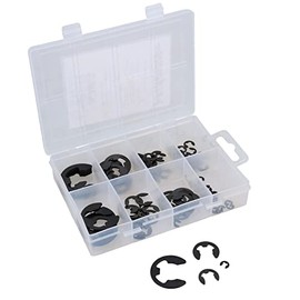 135pc E-Clip External Retaining Clips for Hinge Pins Rotating Shafts 3mm – 19mm