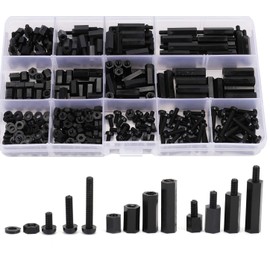 Jucoan 380 PCS M3 Male Female Nylon Hex Spacer Standoffs Screws Nuts Assortment Kit Threaded Pillar PCB Motherboard (Black)