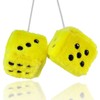 Fuzzy Plush Dice for Car Mirror, Pair of Retro 3”