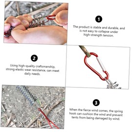 GANAZONO 1set Tent Wind Spring Buckle High Toughness Camping Rope Tensioner with Pegs for Windproof Stability Protection