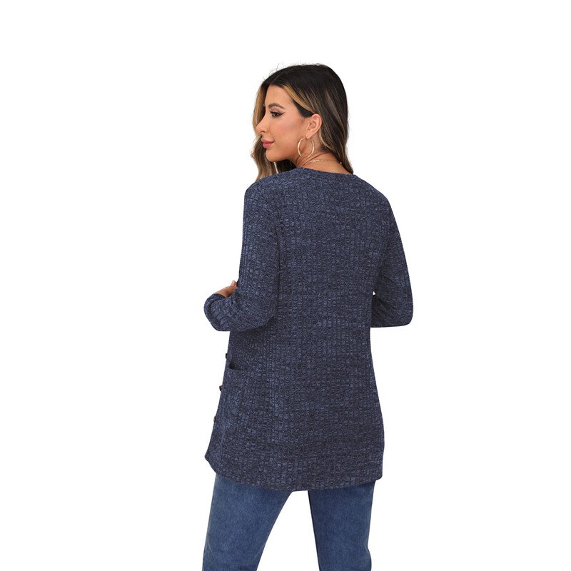 GRECERELLE Women's Lightweight Cardigan, Long, with Pockets and Buttons, Elegant,