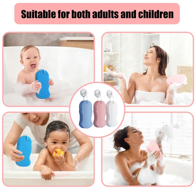 YRUHAN Pack of 3 Shower Sponge, Reusable Bath Sponges, Exfoliating