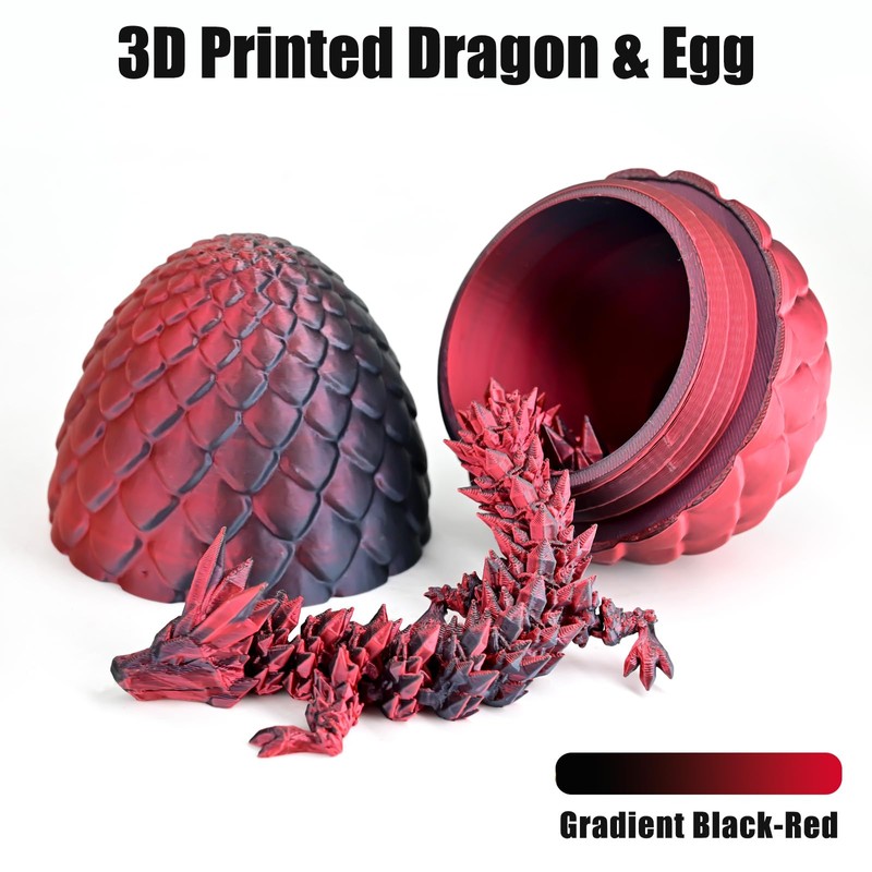 LOCYFENS 3D Printed Dragon Eggs with Dragon Inside, Articulated 3D