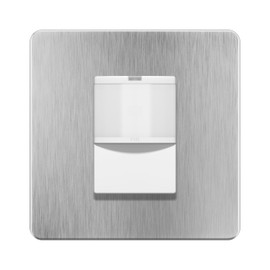 LIDER PIR Motion Sensor Light Switch, Occupancy/Vacancy Modes, Durable Metal Plate Cover, No Earth No Neutral, Adjustable Time Delay, UKCA Certified, Stainless Steel (Use a 35mm-deep back box)