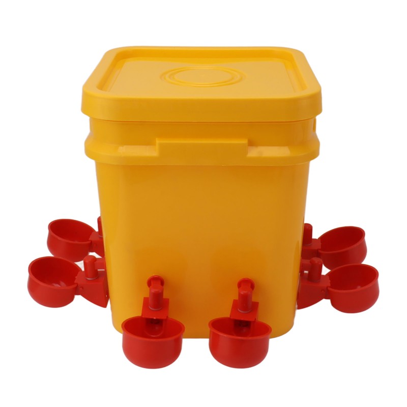 Automatic Chicken Waterer Cup with 12L Handheld Barrel Poultry Drinking