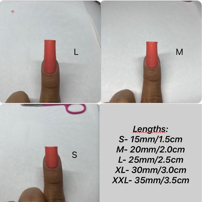 French Tip Acrylic Press ons - Length: Long, Size: Small