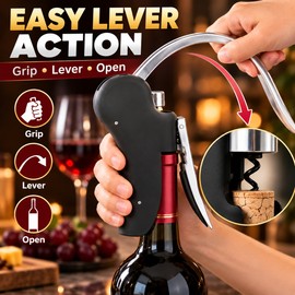 Manual Wine Corkscrew for Wine Bottles – Stainless Steel Opener with Foil Cutter for Home Kitchen & Bar Use