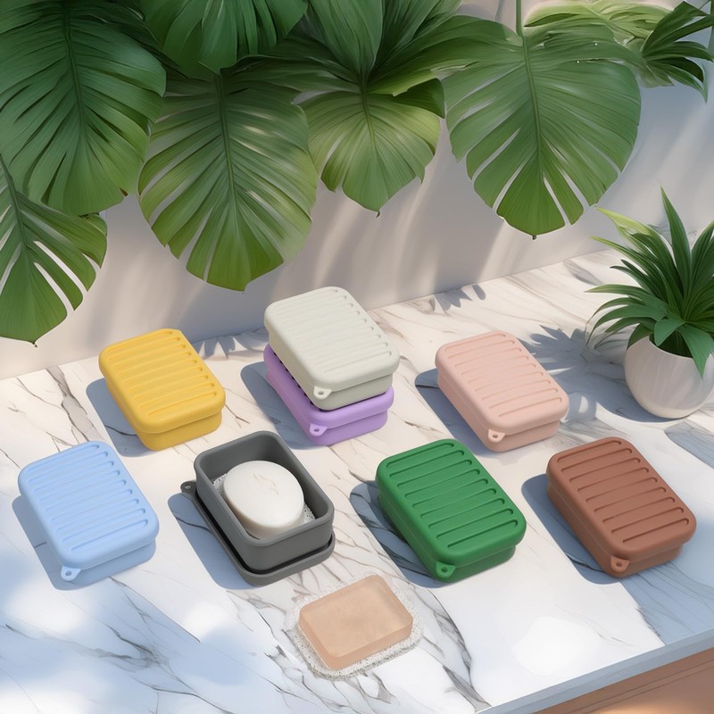Superior Leak-Proof Silicone Travel Soap Case with Drainage Lid/Layer, Compact