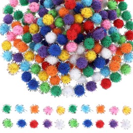 Tyqour 250pcs 0.6Inch Pompoms for Crafting Pom Poms Craft Glitter Fuzzy Pompom Sparkle Puff Balls Multicolor Pom Poms Balls Bulk Felt Balls for Arts Crafts DIY Art Creative Crafts Decorations