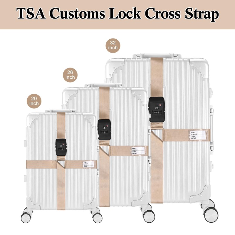 Luggage Strap Cross Luggage Belt with TSA Certified Customs Lock