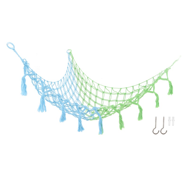 Triangular Toy Hammock Plush Toys Cotton Rope Woven Net Pocket