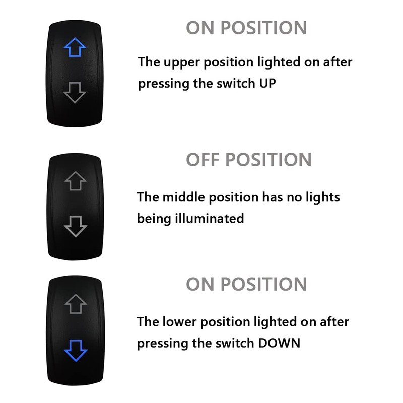 Up Down Momentary Rocker Switch 7P (ON)-Off-(ON) DPDT Mom Toggle