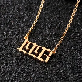 M MOOHAM Birth Year Necklace for Women, Gifts for Teen Girls Gold 1993 Necklace Old English Birth Year Number Pendant Necklace for Women Birthday Gifts