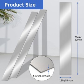 2 Pcs 304 Stainless Steel Sheet Metal Gap Filler Trim Strip (30"x 1.5"x 0.04" Thickness)，Brushed Metal Finishing Sheet for Home Kitchen Tools