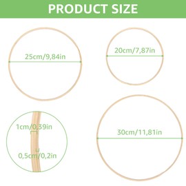 JMIATRY Pack of 15 Wooden Rings for Crafts, 20 cm, 25 cm, 30 cm, Dream Catcher Crafts, Rings for Crafts, DIY Dream Catcher, Wedding Wreath, Wreath, Decor, Wall Hanging,