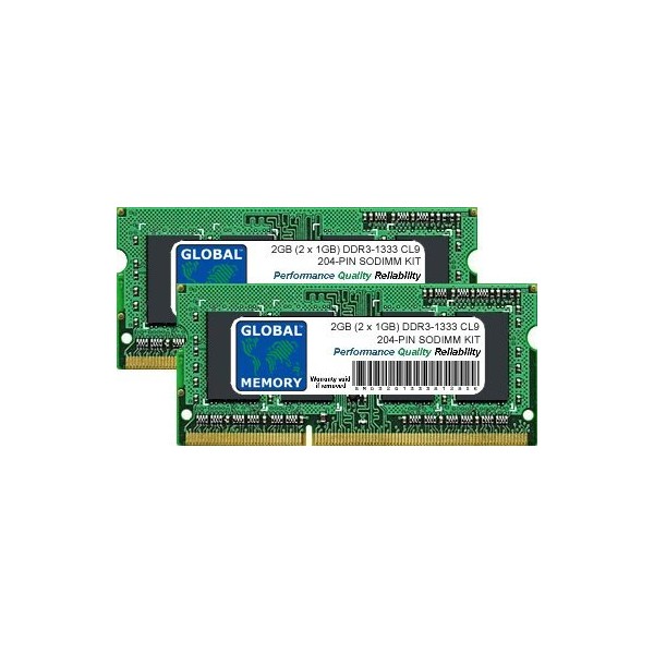 2GB (2 x 1GB) DDR3 1333MHz PC3-10600 204-PIN SODIMM MEMORY