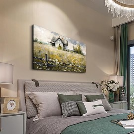 FUHAIHUA Canvas Wall Art For Living Room Large Wall Decor For Office Bedroom Wall Decor Art Watercolor Pictures Rural Landscape Paintings Mural Farmhouse Modern Wall Artwork Decorations 30x60 In
