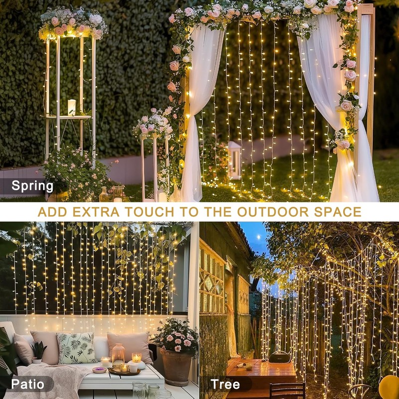 JMEXSUSS 300 LED Remote Control Curtain Lights, Plug in Fairy