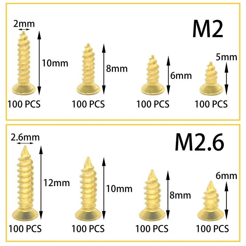 800 PCS 8 Sizes M2 M2.6 Micro Flat Head Phillips