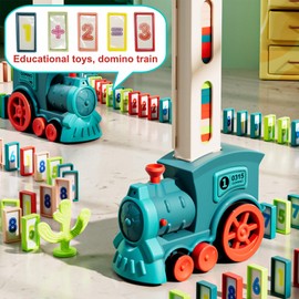 ailixinda 180PCS Domino Train Toy Set,Automatic Dominoes Train Blocks Set for Kids,Stem Building and Stacking Toys with Sound and Light,Kids Games Christmas Birthday Gifts for Boys and Girls Age 3-8