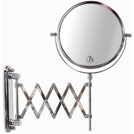 Deco Brothers Wall Mount Extendable Mirror, 8 Inch Double Side with 7X Magnification, Chrome