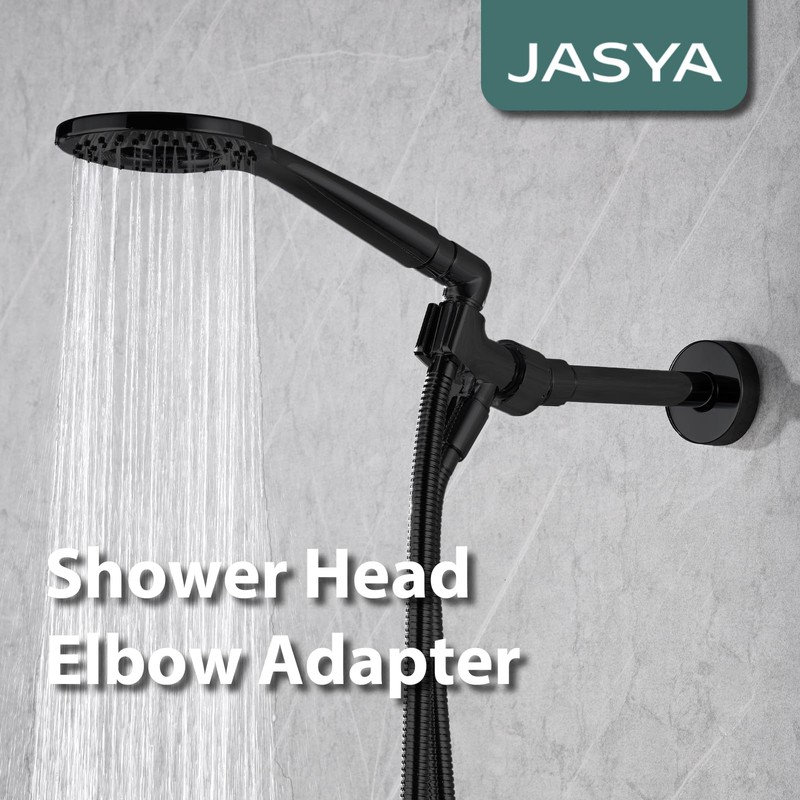JASYA 90 Degree Elbow Shower Head Adapter Black All Metal