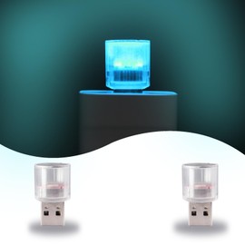 USB LED Car Interior Night Light, 2 PCs, Atmosphere Lamp, Mini Decoration Light, Car Interior Ambient Atmosphere Night Lamp, USB Night Light for All Car Interiors (Ice Blue)