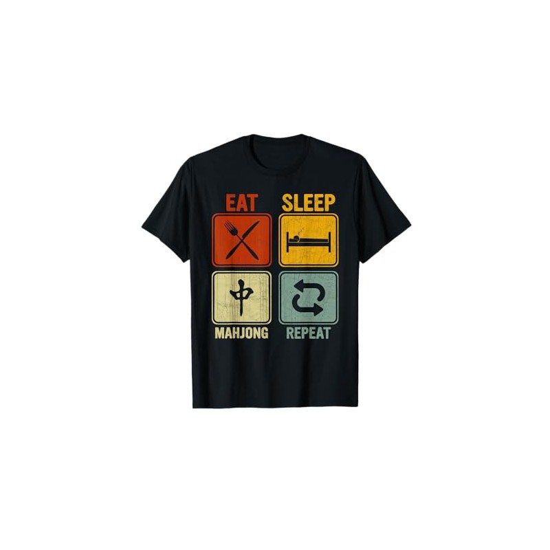 Funny Retro Design For Men Women Eat Sleep Mahjong Repeat
