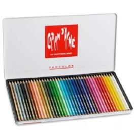 Caran d'Ache Fancolor 40 Water Soluble Colour Pencils Artist Sketching Tin Set