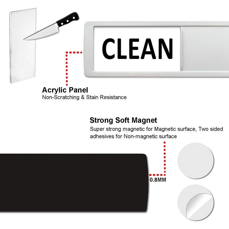 Clean Dirty Sign, Non-Scratching/Super Strong Soft with Double-Sided Adhesives/Easy to