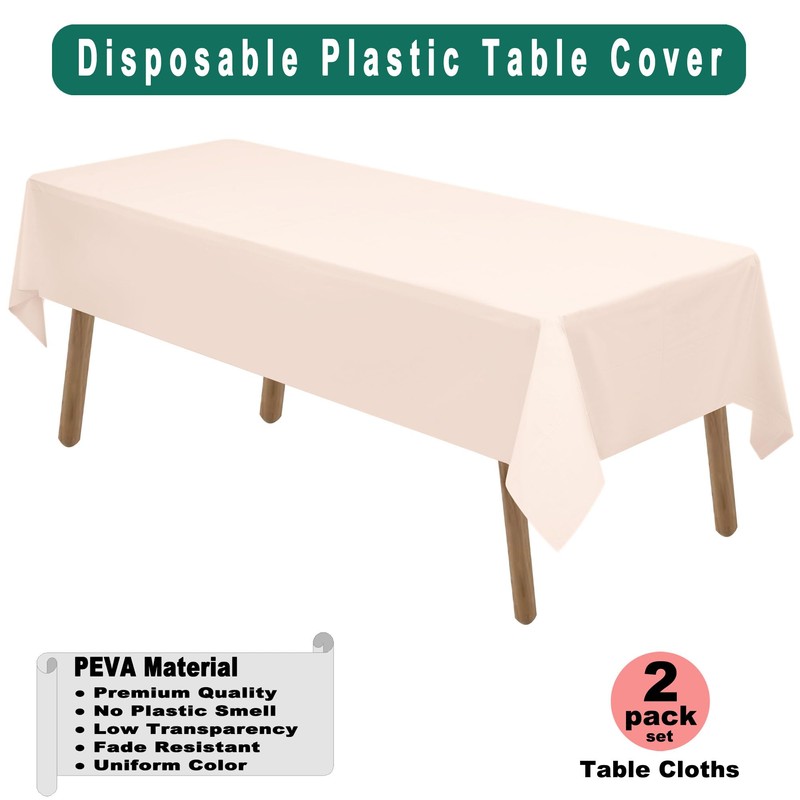 PARTY ULYJA Blush Pink Plastic Tablecloths 2 Pack 54 x