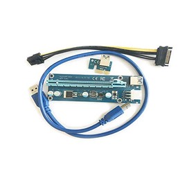 PCI-E Riser Express Cable 16X to 1X with 6pin Power Graphics Extension Ethereum ETH BTC Mining Powered Riser Adapter Card+60cm USB 3.0 Cable (6P)
