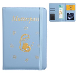 Maternity Protective Cover for Pregnancy, Maternity Card Holder with Ultrasound Image Storage, Pregnancy Announcement with Protective Cover, Pregnancy Certificate Cover with Storage (Blue）