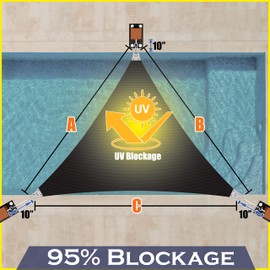 ShadeMart 6' x 7' x 9.2' Black Sun Shade Heavy Duty Triangle Shade Sail Custom Size Super Ring Canopy Awning Shades for Patio Carport Yard UV Blockage Commercial Grade 260 GSM