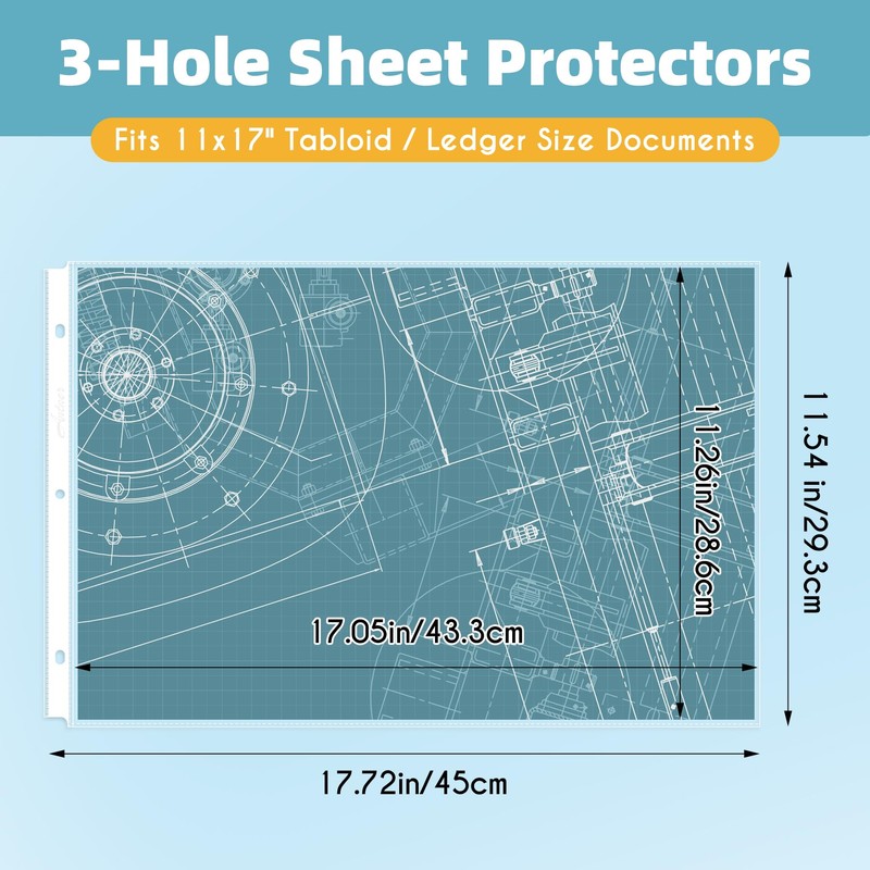 Antner 11x17 Inch Sheet Protectors (50-Pack) - Ledger Size Heavy