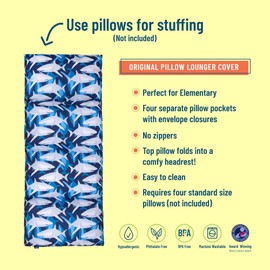 Wildkin Kids Floor Lounger for Boys and Girls, Travel-Friendly and Perfect for Sleepovers, Requires 4 Standard Size Pillows (Not Included), Measures 69.5 x 27 Inches (Sharks)