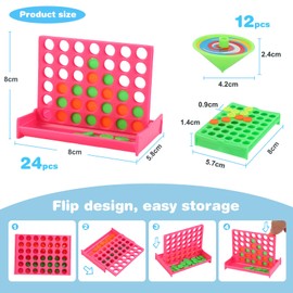 24 Four Wins Mini 4 Wins Travel Game Connect 4 Game Board Games Moves Mini Games for Children + 12 Spinning Tops Gift Games from 3 Years Party Bag Tombola Prizes Children's Birthday Party Favours