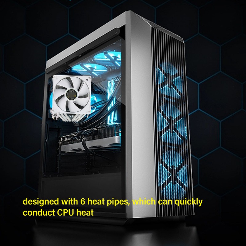 CPU Air Cooler 3.5in Dual Tower 6 Heat Pipes 3pin
