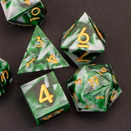 Resin DND Dice Set Dungeons and Dragons Dice, KERWELLSI Handmade RPG Dice Set D&D Dice Set Sharp Edged Dice Role Playing Game Polyhedral Dice Set with Cool Box