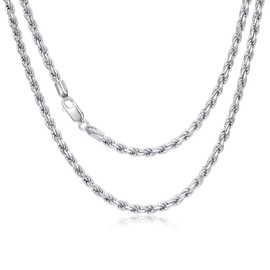 AHTAMOS Rope Chain for Men 925 Sterling Silver Rope Chain Necklace for Men Women and Boys Lobster Clasp 1.5/2/3mm, 16-26 Inch, Length: 16 inches, Sterling Silver, No Gemstone