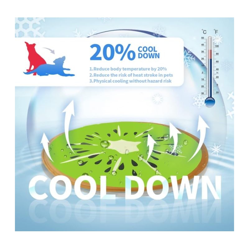 Pet Cooling Mat, Kiwi Design, 60 cm Diameter, Temperature Reducing