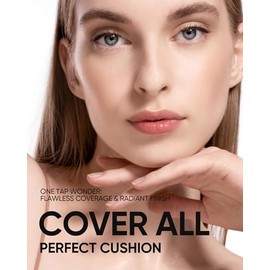 SKINTIFIC Cushion Base Maquillaje Ligero Cobertura Media, Ajuste Perfecto a la Piel con Acabado Satín Luminoso(03A Almond)