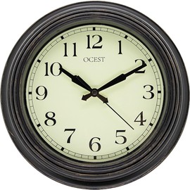 OCEST 9-Inch Retro Wall Clock, Easy to Read, Large Display, Silent Non Ticking Battery Operated Wall Clock for Living Room Bedroom Kitchen Bathroom Farmhouse Office(Bronze)