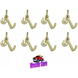 ST / BA Qty. 8 - G70 GRAB HOOK and MINI J  HOOK on  CHAIN LINK for WRECKER, TRANSPORT