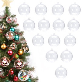 Luxtea DIY Clear Acrylic Plastic Fillable Ornaments Ball for Christmas, Wedding, Party, Home Decor (3.14''/30ct)