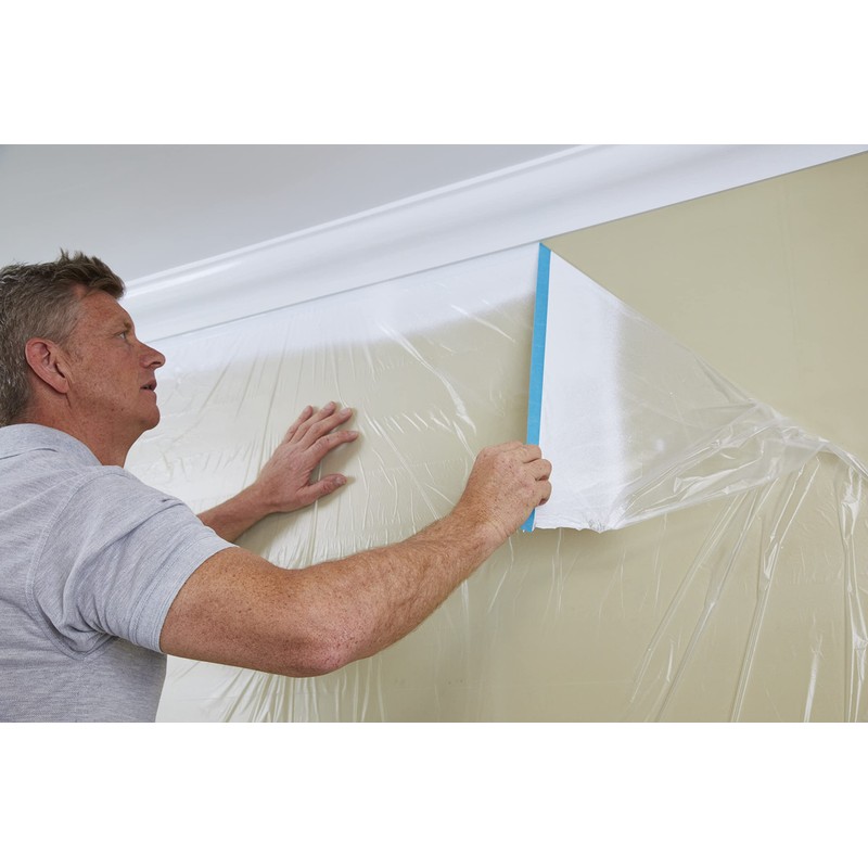 ProDec 110cm x 25m Pre-Masked Polythene Dust Sheet Roll, Dustproof