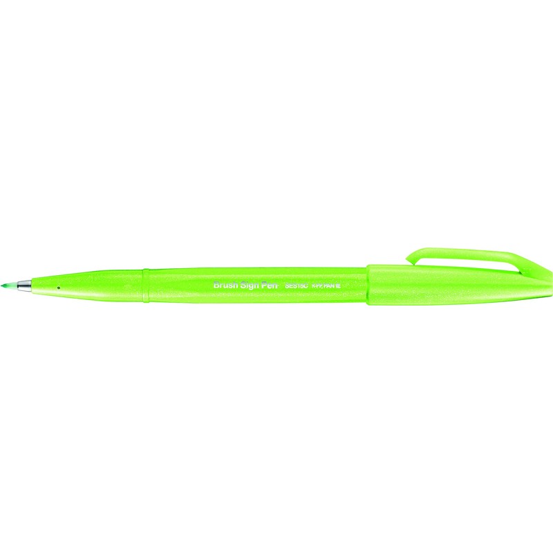 Pentel Brush Sign Pen SES15C-12, Fibre-Tip Pen, Brush-Like Tip, pastel
