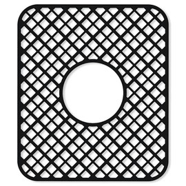 2 Pack Silicone Sink Protector for Kitchen Sink, Trellis Pattern 13 x 11 inches Sink Grid Mat Silicone Protectors, Center Drain, Black